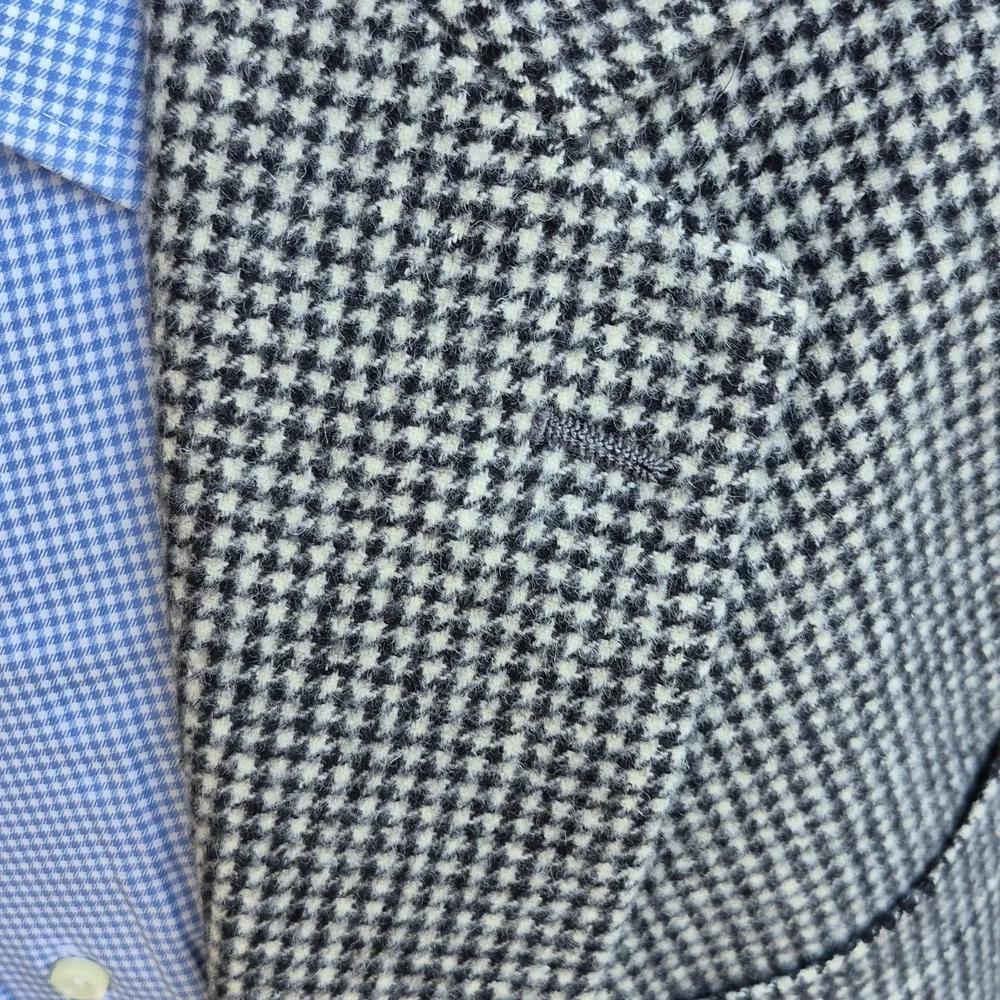 BROOKS BROTHERS Beige Black Houndstooth Weave CAMEL HAIR Sz 44 L Sport‎ Coat VTG